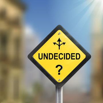 3d undecided road sign with three different ways