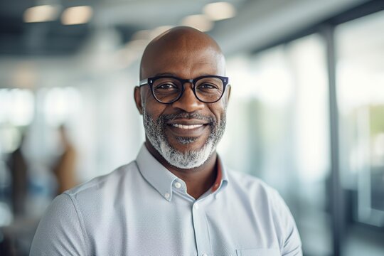 使用生成式人工智能技术创作的商务黑人中年男子肖像