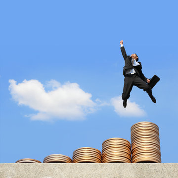 business man run on money