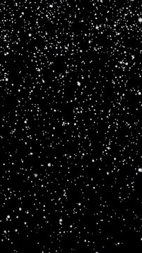 白雪飘落，在黑色背景和绿幕上呈孤立状态。9:16 比例 4K 高质量。