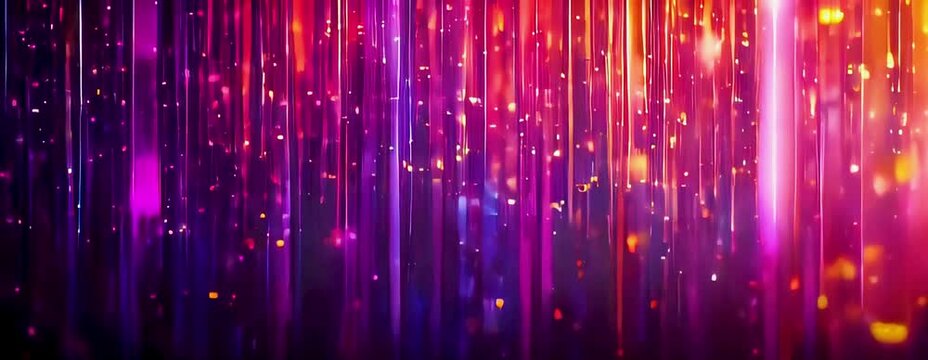 黑暗背景下充满活力、色彩斑斓的霓虹灯，营造出适合科技和科幻主题的未来主义、数字化和抽象的构图